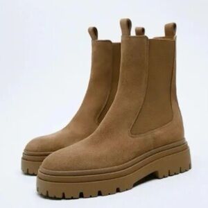 Zara Tan Chelsea Lug Boot
